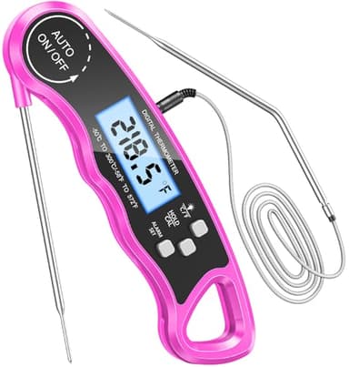 CIRYCASE Fleischthermometer Digital, Sofort Lesen Bratenthermometer Ofenthermometer, Externe Lange Sonde mit 102cm-Edelstahlkabel, Zeigerthermometer, Backofenthermometer für Küche, BBQ, Ofen,Sound Bar