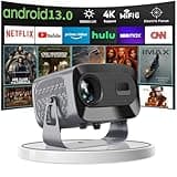 WTONISY 360° drehbarer Beamer Mini Projektor unterstützt 1080P Android 13.0 Wandprojektor mit Lautsprecher, Netflix, Autofokus Auto Keystone 2+16GB Heimkino Beamer Bluetooth TV Box WiFi, im Freien