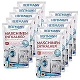 Heitmann Maschinen Entkalker für Waschmaschinen und Geschirrspüler: hochwirksame Entkalkung mit 1 Durchlauf, Reiniger gegen Kalkablagerungen und unangenehme Gerüche 10 x 175g