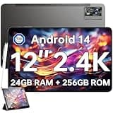 OUKITEL OT5S Tablet Android 14-12 Zoll 2K Tablets, 24(6+18) GB RAM +256GB ROM (2TB TF) Gaming Tablet, 8250mAh Akku, Octa-Core, 16MP Kamera, 4G Dual SIM Tablet PC/5G WiFi/TÜV/GPS,inkl Stift und Hülle