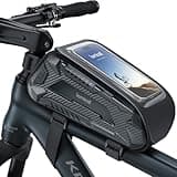 Lamicall Fahrradtasche Rahmen, Rahmentasche Fahrrad - [Einhändig Öffnen & Schließen] 1,8L Wasserdicht Handytasche Fahrrad, Handy Oberrohrtasche mit TPU Sensitivem Touchscreen für Smartphone 7 Zoll