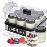 BROWIN® Joghurt-Maker mit Thermostat, Joghurtbereiter mit 1,6 l Fassungsvermögen, 9 Gläser, Weiß | Temperaturbereich: 25-65°C | ür selbstgemachten Joghurt, enthält 9 Joghurtgläser mit Deckel