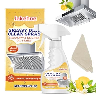 Greasy Dirt Clean Spray, 120ml Küchenreiniger Reiniger, Foam Cleaner, Fettiges Schmutzreiniger Spray, Fettlöser Küche Gastronomie Mikrofasertuch, Stain Cleaner für BacköFen, Dunstabzugshauben