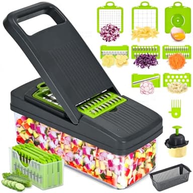 FREMON Gemüseschneider, Multifunktional Mandoline-Pommesschneider & Zwiebelschneider, Edelstahl Vegetable Cutter Chopper, Küchenhelfer ideal als Würfelschneider, Julienneschneider, Kartoffelschneider