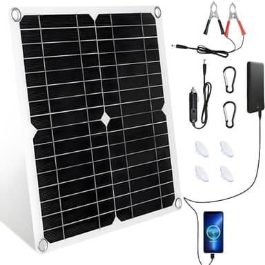 KWODE 12W Solar 16V Kit 2 USB Tragbares Ladegerät, Mini Flexible Solarpanel für Camping, Kamera, Mobiltelefone, Powerbank, Solar Autobatterie