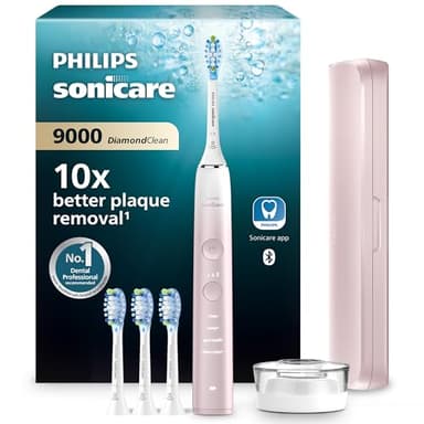 Philips Sonicare DiamondClean 9000 elektrische Zahnbürste, Sonderedition – Schallzahnbürste, sauberere Zähne, 4x C3 Premium Plaque Defense-Bürstenköpfen, pink (Modell HX9911/79)
