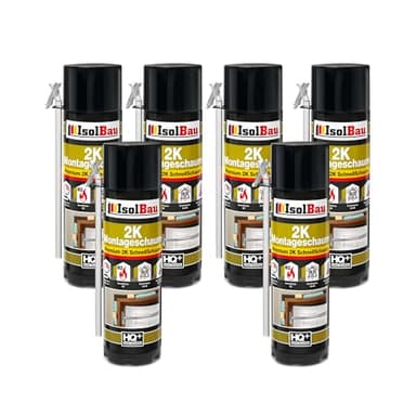Isolbau 2K Montageschaum B2 Zargenschaum - Premium PU-Schnellschaum für Türen, Fenster, Dämmung & Montage - 6 x 400 ml