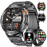 DREMAC Smartwatch Herren Militär,530 mAh Akku/1,43'' Amoled-Sportuhr mit Taschenlampe/3 Armbänders,120+ Sportmodi,IP68 Wasserdicht Fitnessuhr mit 24/7 Herzfrequenz,SpO2,Schlafmonitor für Android iOS