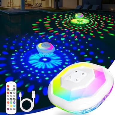 DeeprBetter Schwimmende Poolbeleuchtung Akku mit Fernbedienung, LED Pool Lichter Schwimmend mit Bunten Lichtershow, IP68 Wasserdichter Whirlpool Lichter, Unterwasser Beleuchtung für Spa Badewannen