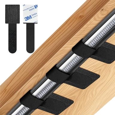 Nearockle 20 Stück Kabelmanagement Schreibtisch, Kabel Verstecken Kabelführung Selbstklebend Klettband Kabel Organizer Schreibtischzubehör Büro Gadgets für TV, PC, Desktop, Lichterketten（Schwarz）