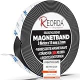 REORDA® Magnetband selbstklebend stark - Magnetstreifen selbstklebend mit starkem 3M Kleber - Magnetklebeband mit optimierter Magnetkraft - Magnet Klebeband