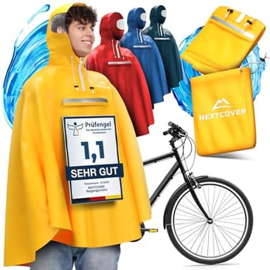 Nextcover® NEU Regenponcho Fahrrad für Damen & Herren - mit [AquaShield 2.0] Technologie I Regenponcho Wandern, Fahrrad-Regencape, Angel Poncho, Regencape Damen & Herren wasserdicht
