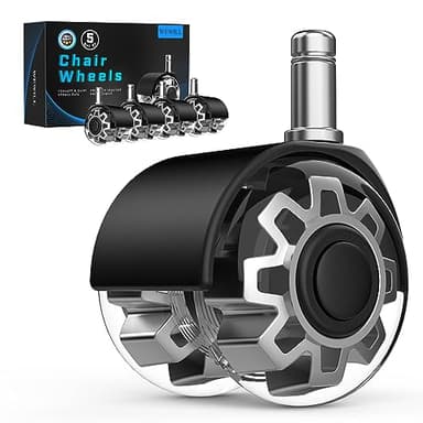 WEWILL Bürostuhl Rollen 11 x 22 mm,Leichtgängige und leise hartbodenrollen schreibtischstuhl,Parkett,Teppich,Laminat,Schreibtischstuhl für Gaming-Stühle Gummirollen Keine Kratzer im Boden,5PCS