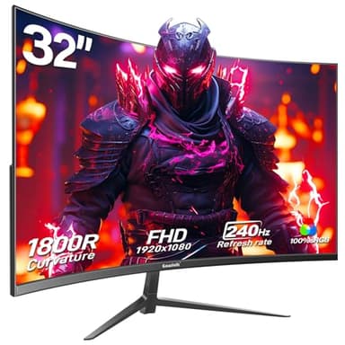 Gawfolk Gaming Monitor 32 Zoll Curved, 240Hz PC Bildschirm Full HD 1080P, Rahmenloses 1800R Gebogenes Computerbildschirm unterstützt VESA