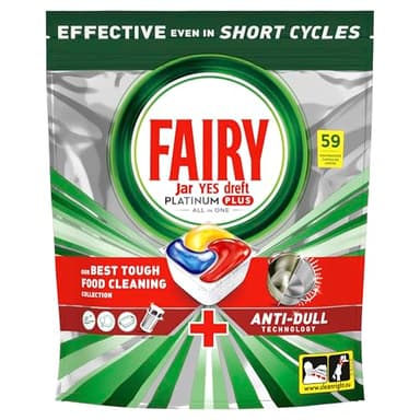 Fairy Platinum Plus Spülmaschinentabs - 59er Pack, Zitrone, Anti-Stumpf-Technologie & Klarspüler