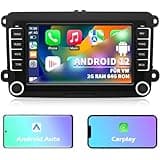 Autoradio für VW Passat Golf Polo Caddy Bettle Touran Tiguan Jetta Seat Skoda, Android 12 System 2G+64G, 7 Zoll Touchscreen Carplay Android Auto Bildschirm GPS Navi WiFi Bluetooth FM RDS Radio