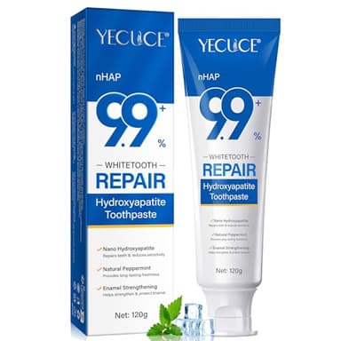 9.9% Hydroxylapatit Zahnpasta zur Reparatur Zahnschmelzes und Stärkung Zähne, Nano Hydroxylapatit Remineralisierung Zahnpasta, Fluoridfreie, sanft aufhellende Zahncremes für empfindliche Zähne, Minze