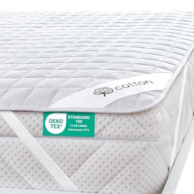 FAM Home Matratzenschoner 160x200cm I Matratzenauflage Atmungsaktiv Praktisch Langlebig Matratzenschutz Hygienische Rundumbezug Optimaler Anti-milben Bezug I Baumwolle - Polyester