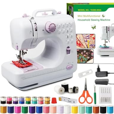 BRICH Tragbare Elektrische Mini Nähmaschine Kinder & Anfänger – Mit 12 Stichmustern, Fußpedal, Nähzubehör-Set, Strom/Batteriebetrieb – Ideal für Kleidung, Kissenbezüge, DIY-Projekte & Heimgebrauch