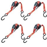 PETEX 4X Automatik-Ratschenspanngurt, selbstaufrollend, 1-teilig, 5 m x 25 mm, 350/700 daN, rot, S-Haken
