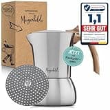 Morgenheld Premium Edelstahl Espressokocher klein mit Reduziersieb für 3 bis 6 Tassen 300 ml - Espressomaker induktionsgeeignet - Espressokanne mit Reduziereinsatz für Induktion und Gasherd