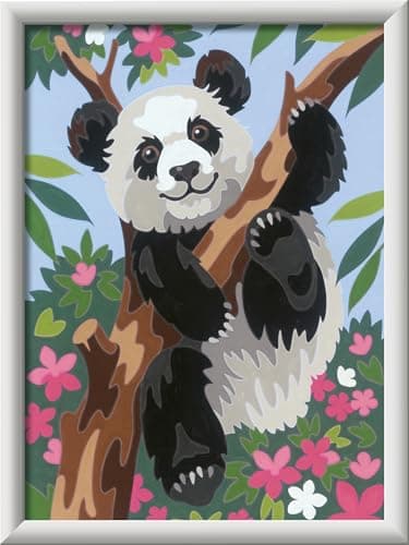 Ravensburger CreArt 20161 - Süßer Pandabär - Malen nach Zahlen für Kinder ab 9 Jahre, Malset mit Rahmen, Pinsel und Acrylfarben, Geschenk für Mädchen und Jungen