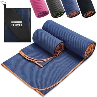 2er Set Mikrofaser Handtuch Mit Transportbeutel 180x90cm + 100x50cm, Leicht & Extra Saugstark - Schnelltrocknende Microfaser Handtücher - Optimales Fitness Handtuch/Strandtuch/Gym Towel/Reisehandtuch