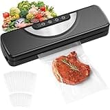 Vakuumiergerät 5 in 1, Vakuumierer sous vide mit Eingebauter cutter, Vacuumiergeraet Folienschweißgerät inkl.10 Vakuumierbeutel und Schlauch, Einschweissgerät Vakuum Sealer für Lebensmittel, aus ABS