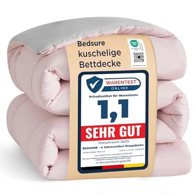 BEDSURE Bettdecke 135x200 Ganzjahresdecke Steppdecke - Bettdecke Ohne Bezug 135x200cm 300GSM - 4 Jahreszeiten Bettdecken Wende Rosa/Grau, Weiche Warm Duvet Schlafdecke für Allergiker