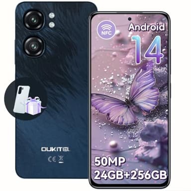 OUKITEL C58 Pro Smartphone Ohne Vertrag Android 14-24GB+256GB 50MP+8MP AI Kamera Handy Ohne Vertrag 6,7 Zoll 90Hz Display 5150mAh Handy Günstig, NFC,GPS, Dual SIM 4G Simlockfreie Handys