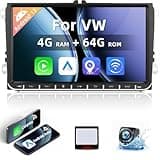 NHOPEEW 4 + 64G Android 13 Autoradio für VW Passat b6 b7 Golf 5 6 Jetta T5 EOS Polo Touran Seat Sharan - Drahtlos Carplay & Android Auto - 9 Zoll Touchscreen mit EQ EQ WiFi GPS FM RDS Mirror Link