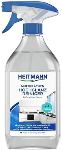 HEITMANN pure Multiflächen Hochglanzreiniger | Kraftvoll gegen Fett & Fingerabdrücke | Streifenfrei auf Glas, Möbel & Hochglanzoberflächen | 2in1 Formel | 500 ml