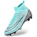 DimaiGlobal Fußballschuhe Herren High Top Spike Microfaser Cleats Professionelle Fussballschuhe Jugendliche Athletics Trainingsschuhe Outdoor Sportschuhe Fußball Stiefel 46EU Türkis