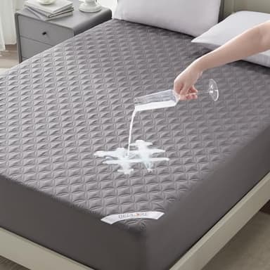 BEDLORE Matratzenschoner 180 x 200 cm, wasserdichte Matratzenauflage, geräuschloser Matratzenbezug mit tiefer Tasche – weich, atmungsaktiv und komfortabel (Grau)