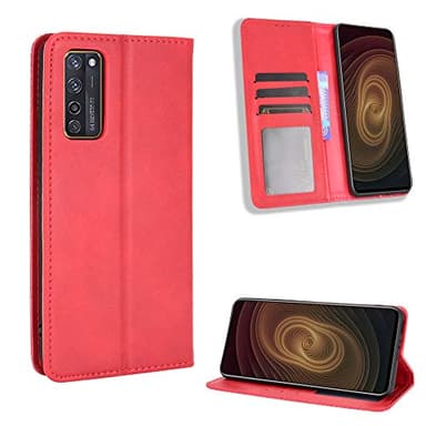 BellaCase ZTE Axon 20 4G/5G Hülle [Brieftasche] [Klammerfunktion] [Kartenfächer] [Magnetic Flip Cover] Kompatibel mit ZTE Axon 20 4G/5G Smartphone(Rot)