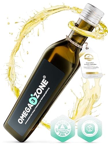 omega3zone Hochdosiertes Omega 3 Fischöl flüssig - 5400 mg pro Portion - Premium Fish Oil - Laborgeprüfte und essentielle Fettsäuren aus Deutschland – 500 ml Zitrone