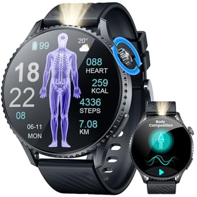 Smartwatch Herren mit EKG+HRV Fitnessuhr: 1.56 "AMOLED mit Bluetooth Telefonfunktion Smart Watch 24H Herzfrequenz Blutdruck Fitness Tracker Schrittzähler IP67 Wasserdichte Uhr Kompatibel Android iOS
