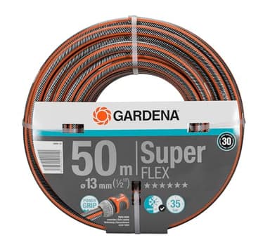 Gardena Premium SuperFLEX Schlauch 13 mm (1/2 Zoll), 50 m: Gartenschlauch mit Power-Grip-Profil, 35 bar Berstdruck, hochflexibel, formstabil, UV-beständig (18099-20)