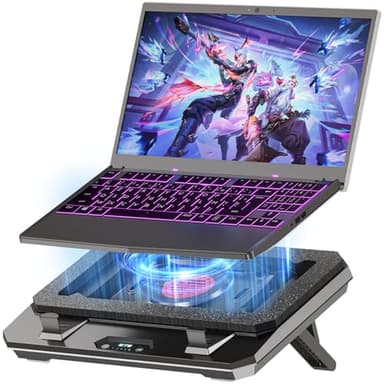 IETS GT300 Verbessertes Laptop-Kühlpad mit verstellbarem Ständer, Turbo-Kühler für schnelle Kühlung, 10-17 Zoll Gaming-Laptop, Flexibler Dichtungsring, mit Verstellbarer Luftfilterklemme (GT300B0)