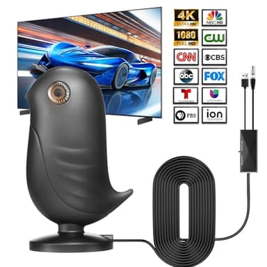 DVB-T & DVB-T2 Antennen mit Verstärker Innen,4K UHD Full HD Zimmerantenne für Fernseher, Großer Reichweite und 360° Empfang, TV Antenne für Alle Sender, 360° Empfang bis 650 km, Kostenlose Sender