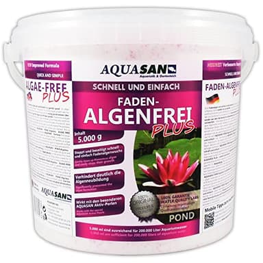 AQUASAN Gartenteich Faden-Algenfrei Plus (Beseitigt schnell und stoppt Fadenalgen im Teich. Der Fadenalgen-Entferner, Fadenalgen-Vernichter, Fadenalgen-Mittel), Inhalt:5 kg