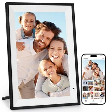 Digitaler Bilderrahmen 10,1 Zoll 32GB WiFi Elektronischer Bilderrahmen 1280x800 HD IPS Touchscreen Speicher Automatische Rotation Teilen Sie Fotos und Videos Sofort Luakug Geschenke für Eltern/Freunde