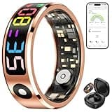 Haulvean Multifunktionaler Smart Ring mit Display - Herzraten & Schlafüberwachung, 5ATM Wasserdicht, Langzeitbatterie, Android & iOS kompatibel Gesundheit Tracker
