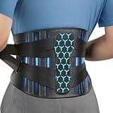Rakiie Rückenstützgürtel mit Stützstreben Verstellbare Zuggurte und Weiches Atmungsaktives Netzgewebe, Rückenbandage für Rückenschmerzen bei Herren und Damen (Blau, M)