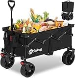 Sekey XXL Bollerwagen Faltbar mit Bremsen 150L 150KG, Breite Reifen Alle Gelände, Patentiert Zusammenfaltbar aus 4 Richtungen, Kein Zusammenbau erforderlich, XXL 4020, Schwarz