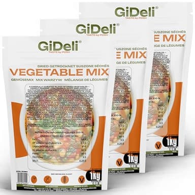 GiDeli Suppengewürz 3x 1kg - Gemüsebrühe ohne Salz - Trockengemüse ohne Zusatzstoffe, natürlich getrocknet – ideal für Suppen, Soßen & Eintöpfe