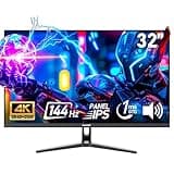 Gawfolk Gaming Monitor 32 Zoll UHD 4K 144Hz, IPS PC Bildschirm mit Lautsprecher, Computerbildschirm mit FreeSync, HDMI, DisplayPort, 178° Weiter Betrachtungswinkel, unterstützt VESA 75 * 75MM