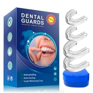 Knirscherschiene für die Nacht, Zahnschutz gegen Zähneknirschen, ruhigen Schlaf, Zahnschiene 4er-Pack (2 groß, 2 klein), anpassbar, wiederverwendbar