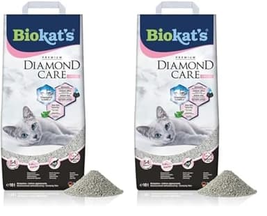 Biokat's Diamond Care Fresh Katzenstreu mit Babypuder-Duft - Feine Klumpstreu aus Bentonit mit Aktivkohle und Aloe Vera - 1 Sack (1 x 10 L) (Packung mit 2)