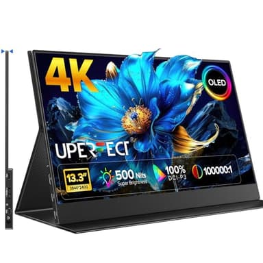 UPERFECT Portable Monitor 4K OLED 13.3" UHD 3840x2160 Tragbarer Monitor | 100000:1 | 500Nits | 100% DCI-P3 | 1ms Response | Ultra-Slim Aluminum Design, Travel Monitor for PC Phone Game Console